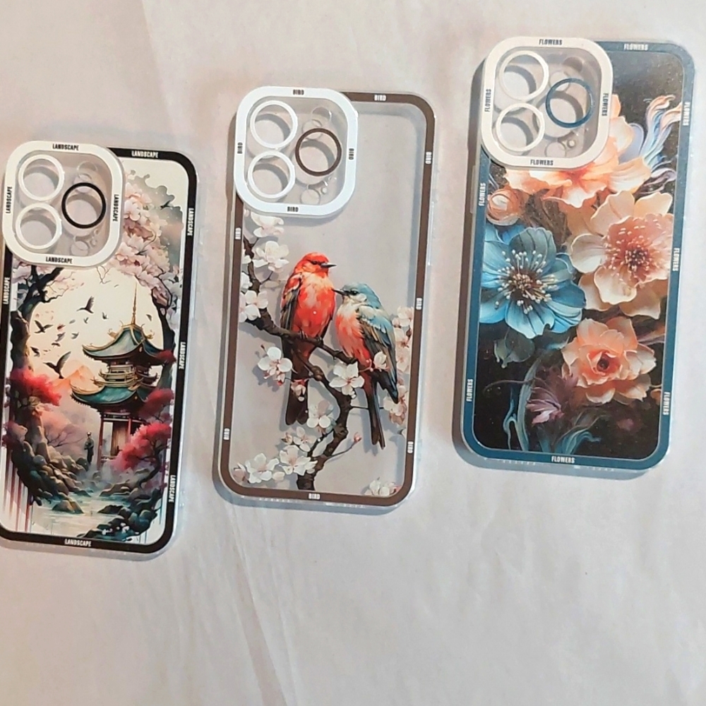 Iphone 15 pro max: phone cases. Beautiful, never used.  Comes as a bundle.